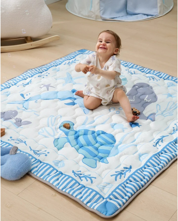 MOMCOZY bērnu rotaļu paklājs „Blue Ocean“ 127x127 cm