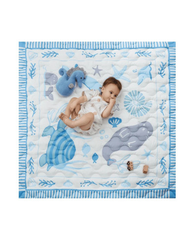MOMCOZY bērnu rotaļu paklājs „Blue Ocean“ 127x127 cm