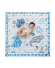 MOMCOZY bērnu rotaļu paklājs „Blue Ocean“ 127x127 cm