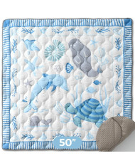 MOMCOZY bērnu rotaļu paklājs „Blue Ocean“ 127x127 cm