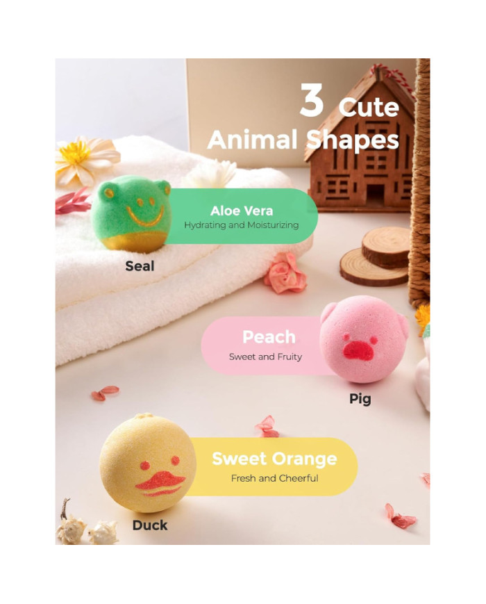 MOMCOZY DABĪGIE VANNAS BUMBUĻI BĒRNIEM AR ĒTERISKAJĀM EĻĻĀM, 3 GAB.