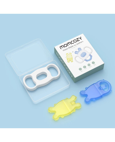 MOMCOZY AR ŪDENI PILDĀMS ATDZESĒJAMS ZĪDAIŅU ZOBU GRAUŽAMAIS BLUE/YELLOW