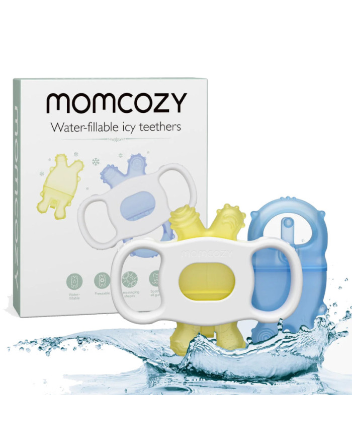 MOMCOZY AR ŪDENI PILDĀMS ATDZESĒJAMS ZĪDAIŅU ZOBU GRAUŽAMAIS BLUE/YELLOW