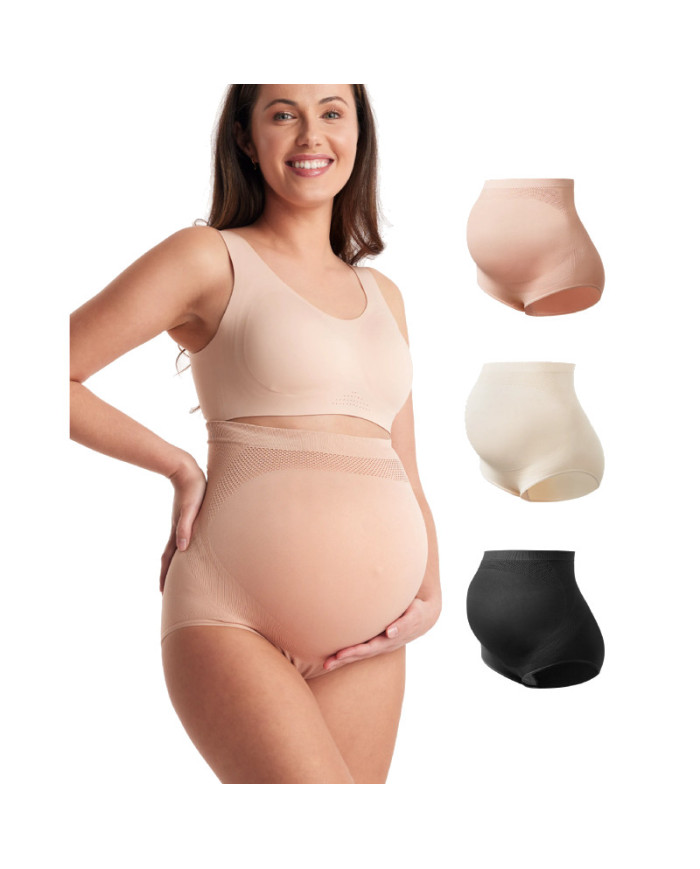 MOMCOZY biksītes grūtniecēm ar augstu jostasvietu, 3 gab., melnā, smilškrāsas un rozā krāsā, 3XL izmērs