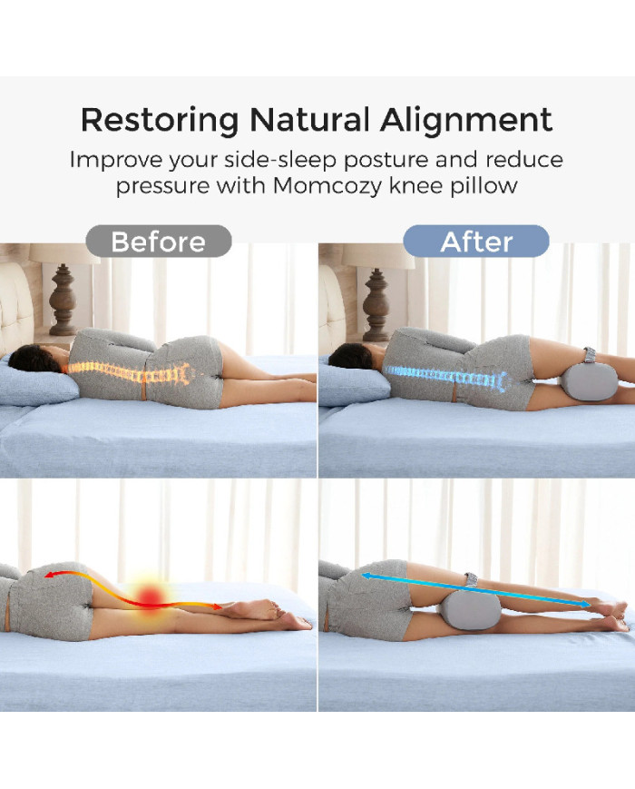 MOMCOZY ERGONOMISKS CEĻGALU SPILVENS MIEGAM UZ SĀNIEM AR DZESĒJOŠU AUDUMU, PELĒKS
